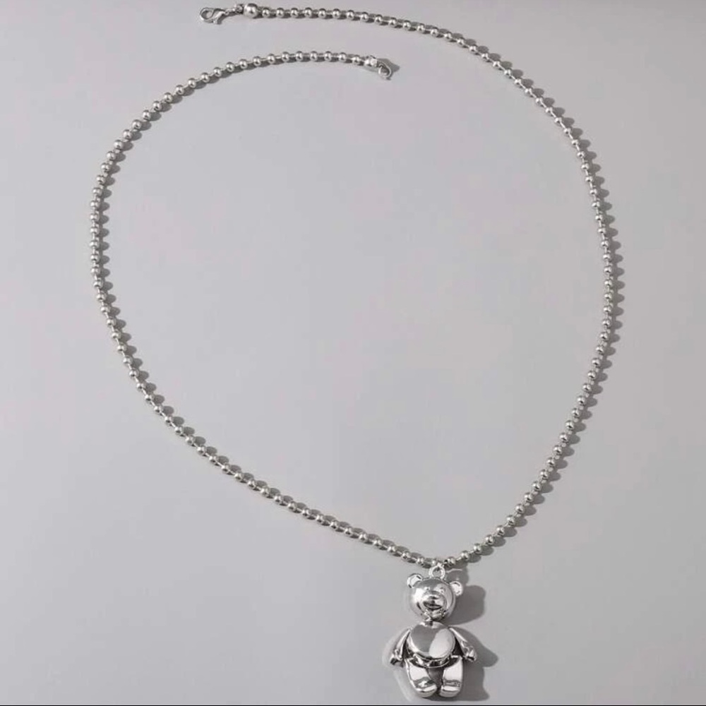 3/$30 🤍 Chunky Long Teddy Bear Charm Necklace - Picture 2 of 3